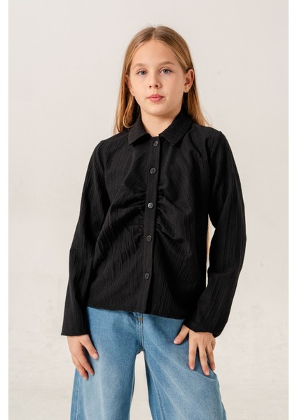 Kız Çocuk Ön Pat Büzgülü Gömlek 3145 fiyatları