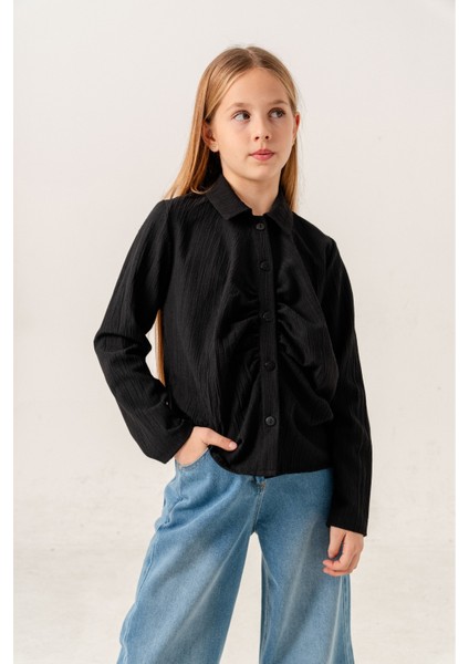 Kız Çocuk Ön Pat Büzgülü Gömlek 3145 modelleri