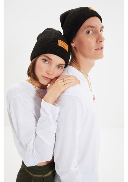 JTAW23ÖBR1121 Siyah Ünisex Etiket Detaylı Örme Bere Janti fiyatları