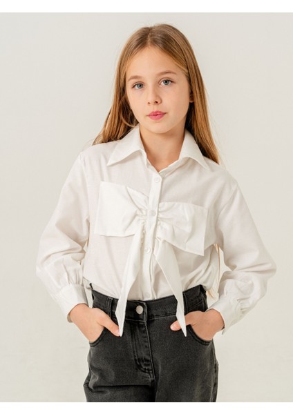 Kız Çocuk Fiyonklu Gömlek 3158