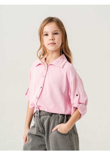Kız Çocuk Etek Pileli Gömlek 3148