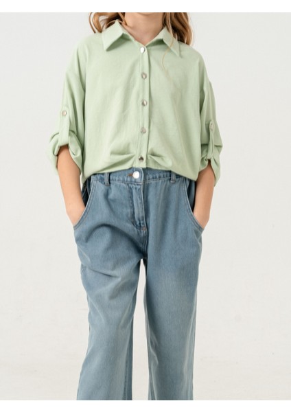 Kız Çocuk Etek Pileli Gömlek 3148