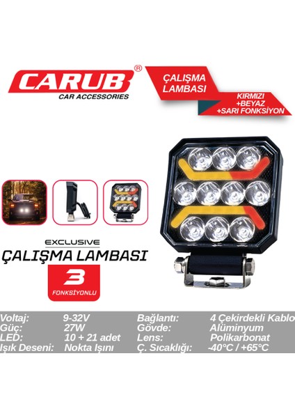 Lamba ÇALIŞMA12-24V Bey+Sarı+Kırm Foksiyon (Adet) fiyatları