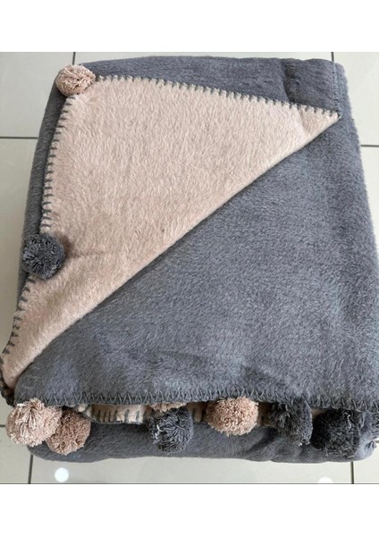 Ponponlu Pamuk Battaniye Çift Kişilik 200X220 Windglocken Tussah