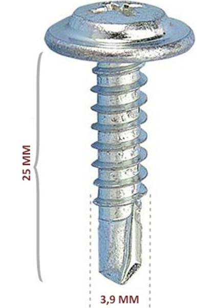 Pul Başlı Matkap Uçlu Vida Rysb 3.9X25 (1250 Ad)