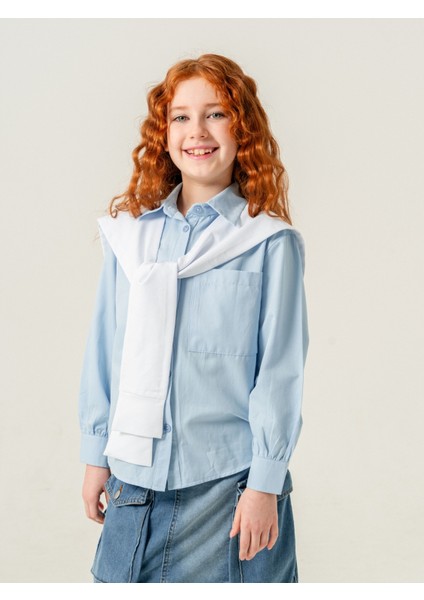 Kız Çocuk Arka Pileli Fular Detaylı Gömlek 3160 fiyatları