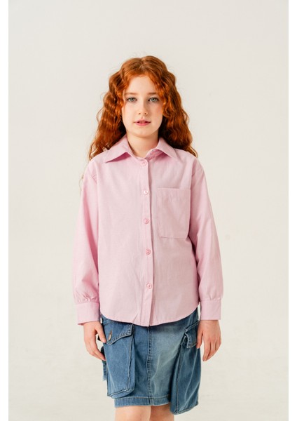 Kız Çocuk Arka Pileli Fular Detaylı Gömlek 3160