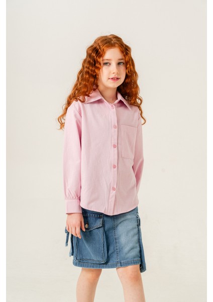 Kız Çocuk Arka Pileli Fular Detaylı Gömlek 3160 modelleri