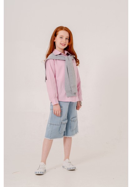 Kız Çocuk Arka Pileli Fular Detaylı Gömlek 3160 fırsatları