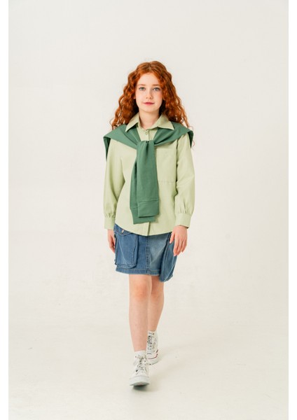 Kız Çocuk Arka Pileli Fular Detaylı Gömlek 3160 fiyatları