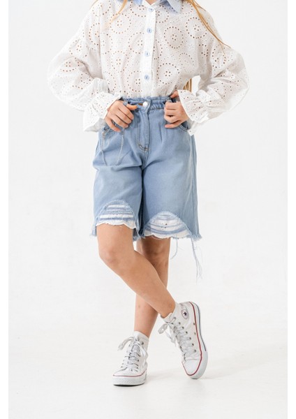 Kız Çocuk Paça Fistolu Kot Şort 2865 fiyatları