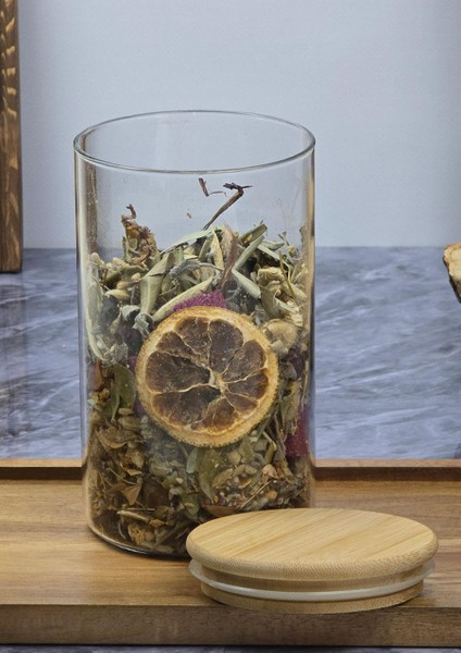 Bambu Kapaklı Kavanoz Seti - 3'lü Kavanoz Takımı - 900 Ml, 6 Parça