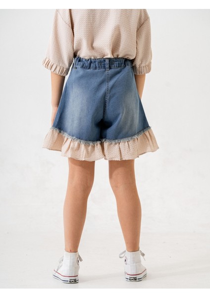 Kız Çocuk Garnili Kot Şort 2867 modelleri
