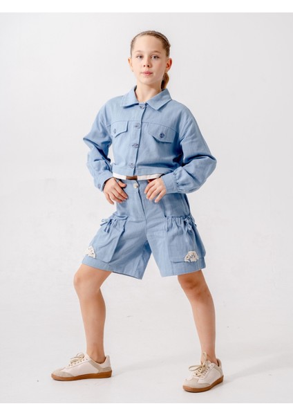 Kız Çocuk Cep Kordonlu Keten Şort 2870 fiyatları