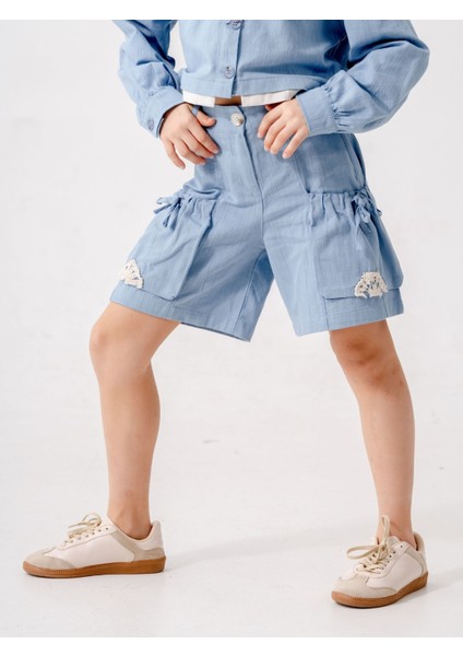 Kız Çocuk Cep Kordonlu Keten Şort 2870 modelleri