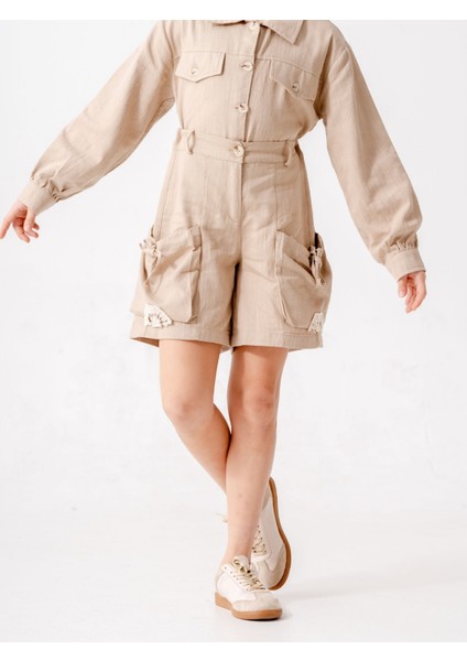 Kız Çocuk Cep Kordonlu Keten Şort 2870 fiyatları