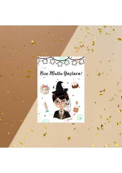 Harry Potter Çizimli Doğum Günü 5 Adettebrik Kartı ve Zarflı modelleri