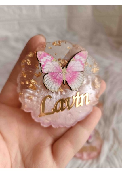 10 Adet Pembe Epoksili Kelebek Figürlü Magnet Yenidoğan Doğum Günü Mevlüt Hediyelikleri modelleri