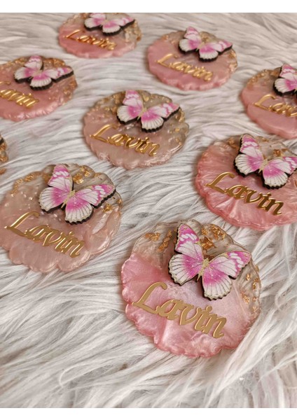 10 Adet Pembe Epoksili Kelebek Figürlü Magnet Yenidoğan Doğum Günü Mevlüt Hediyelikleri fırsatları