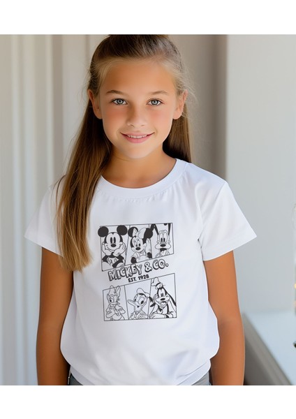Kardeş Kombin Beyaz Tişört- Mickey Baskılı Çocuk Tişört/t-Shirt (Tek Adet Fiyatıdır.) fiyatları