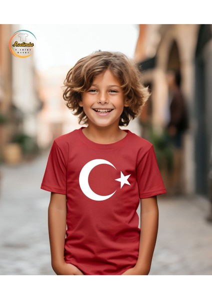 Ay Yıldızlı Kırmızı Çocuk Tişört (23 Nisan Gösterileri Için Uygundur)-Çoklu Alım Için Mesaj Atınız fiyatları