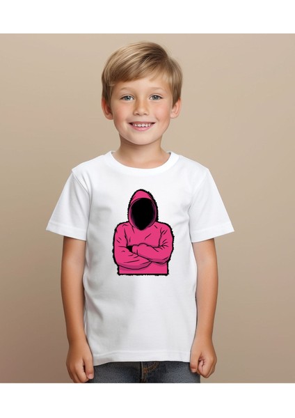 Squid Game Kostüm Baskılı Bisiklet Yaka Beyaz Tişört/t-Shirt- (Tek Adet Fiyatıdır)