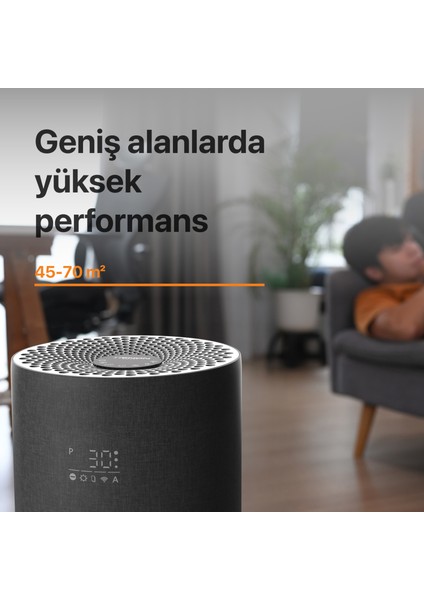 Akıllı Air Purifier, Hava Temizleyici, Sessiz Hava Temizleme Cihazı Gri
