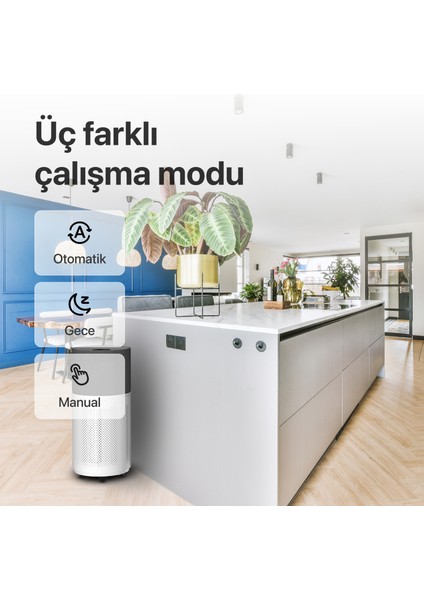 Akıllı Air Purifier, Hava Temizleyici, Sessiz Hava Temizleme Cihazı Gri