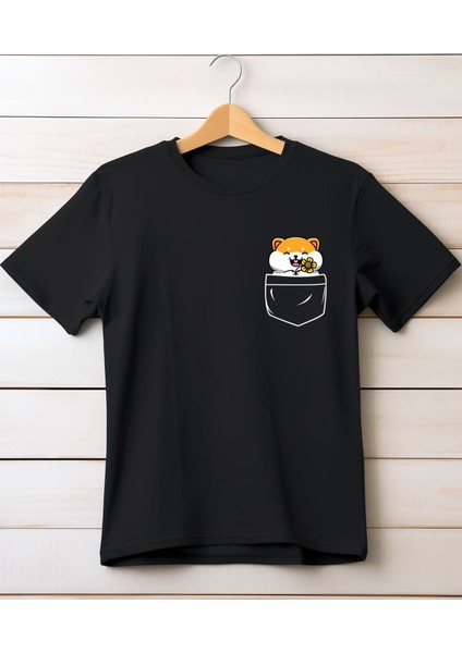 Cep Detaylı Sevimli Hemster Baskılı T-Shirt