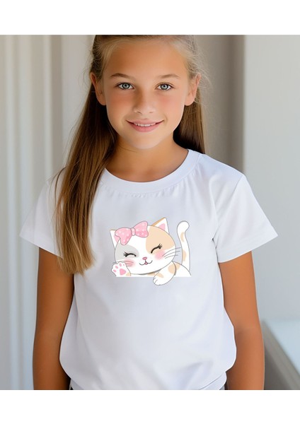 Tatlı Kedi Kız Cocuk T-Shirt