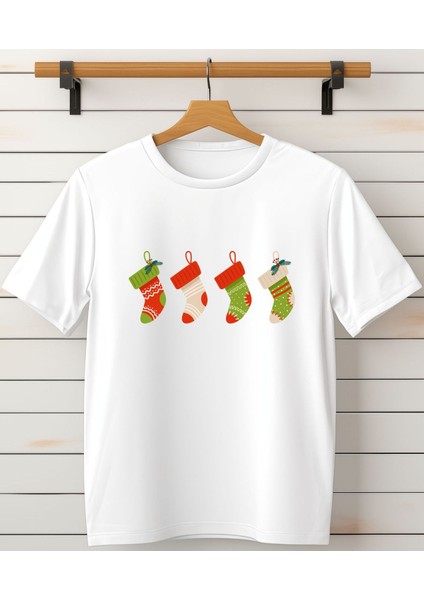 Yeni Yıl,new Year, Cheristmas Baskı Detaylı Bisiklet Yaka T-Shirt