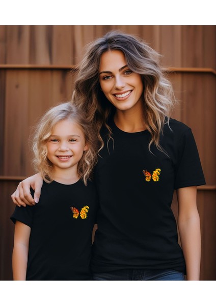 Pamuklu Papatya Kelebek Tasarım Tshirt