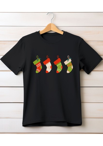 Yeni Yıl,new Year, Cheristmas Baskı Detaylı Bisiklet Yaka T-Shirt