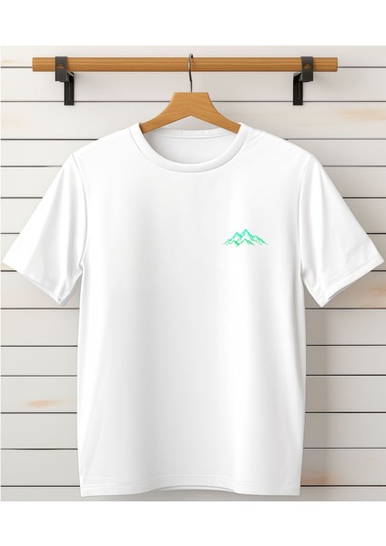 Dağ Özel Tasarım Baskılı Unisex T-Shirt - Cep Detaylı Tişört