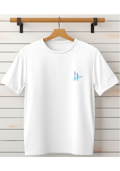 Kısa Kollu Istanbul Temalı Baskılı T-Shirt -Bisiklet Yaka T-Shirt-Göğüs Detaylı Tişört