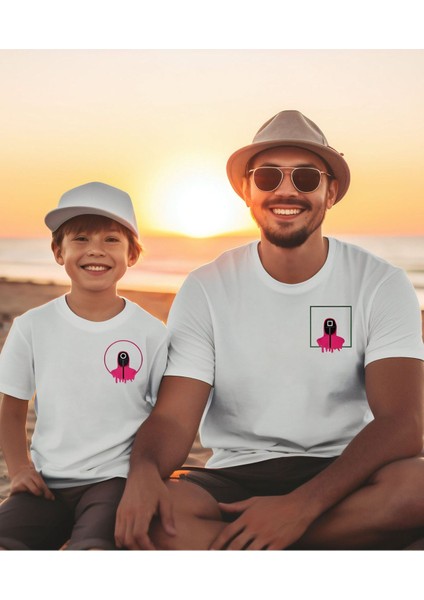 Squid Game 2 Özel Tasarım Baskılı Bisiklet Yaka Beyaz Tişört/t-Shirt- (Tek Adet Fiyatıdır)