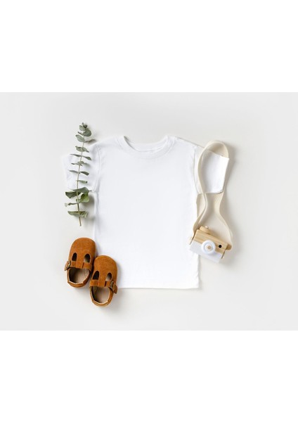 Baskısız Beyaz Çocuk Tişört- Unisex
