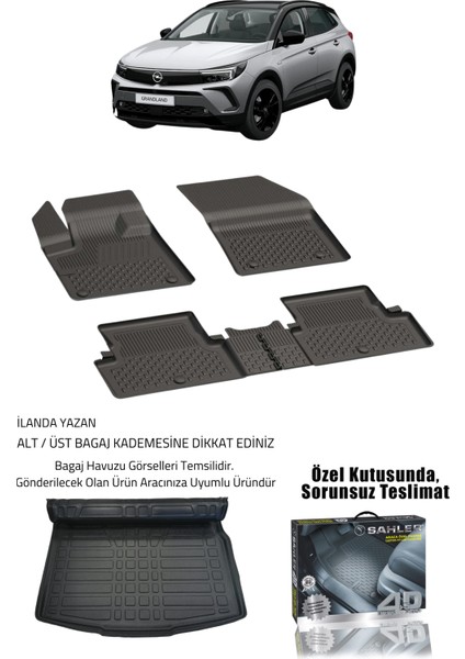 Opel Grandland 2017-2024 Uyumlu 4.5d Premium Havuzlu Oto Paspas ve Liner Marka 3D Alt Bagaj Havuzu - Grandland