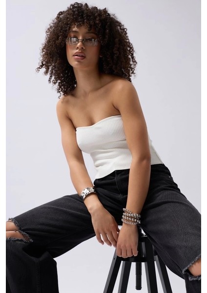 Straplez Dokulu Crop