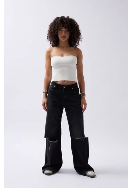 Straplez Dokulu Crop