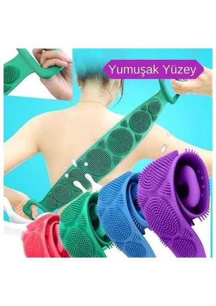 Buffer® Çift Taraflı Banyo Hamam Lifi Silikon Masajlı Yumuşak Duş Lifi Uzun Ömürlü Hazır Banyo Keses