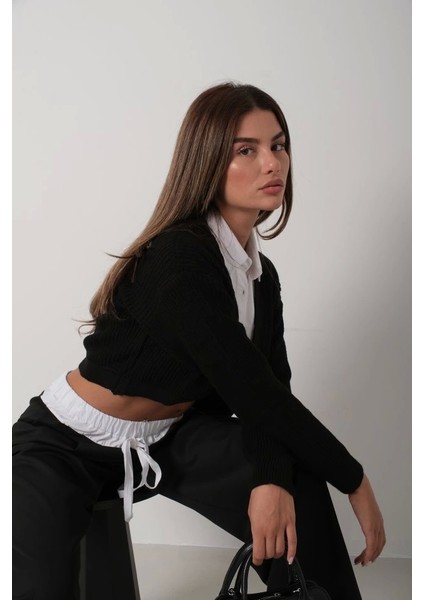 Biyeli Crop Triko Hırka