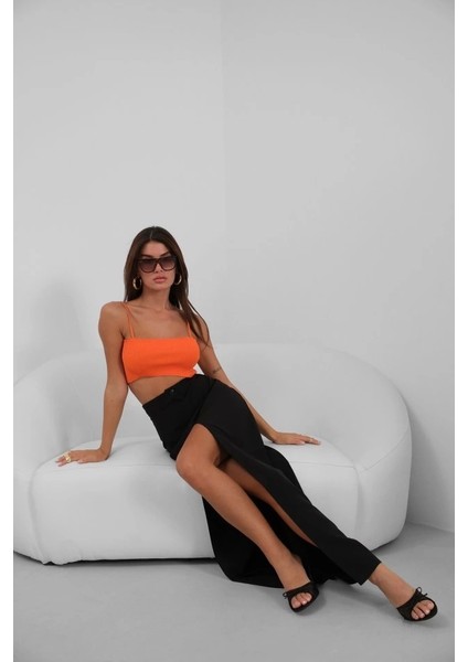 Ince Askılı Crop Top