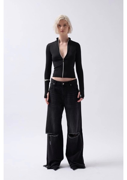 Fermuar Detaylı Bluz