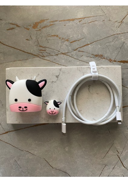 Sevimli Koruyucu Apple iPhone 18W/20W Şarj Adaptör Kılıfı, Şarj Kablo Koruyucu, 3'lü Set Adaptör Koruyucu