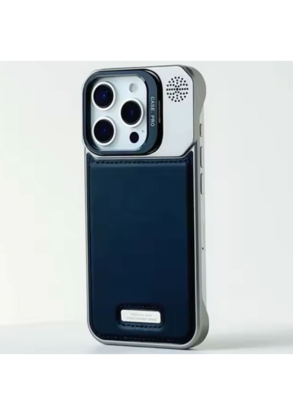 Apple iPhone 16 Pro Max Kılıf Magsafe Suni Deri Standlı Sert Kapak