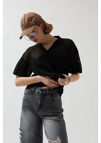 Polo Yaka Transparan T-Shirt modelleri