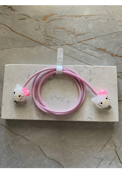 Sevimli Şarj Kablo Koruyucu Usb-C Typc-E Apple iPhone Lighting Uyumlu