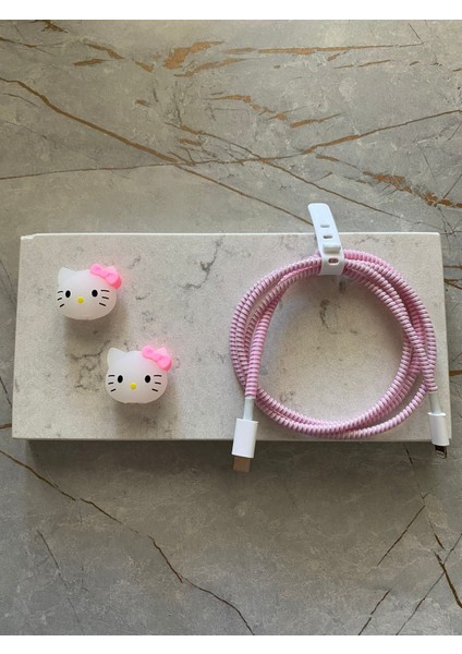 Sevimli Şarj Kablo Koruyucu Usb-C Typc-E Apple iPhone Lighting Uyumlu