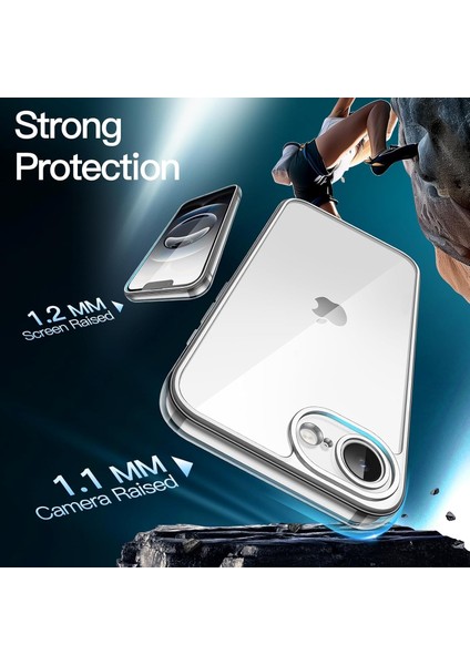Apple iPhone 16E Kılıf Kamera Korumalı Yumuşak Şeffaf Silikon + 9h Ekran Koruyucu Cam 2in1 Set fırsatları